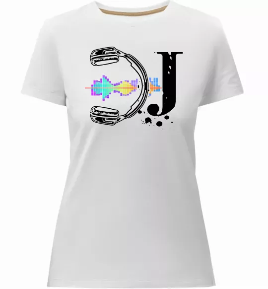 Женская премиум футболка DJ навушники Белый фото