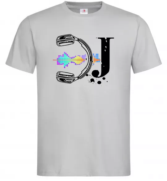 Мужская футболка DJ навушники Серый фото