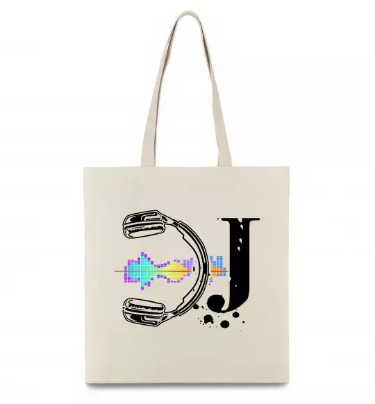 Эко-сумка DJ навушники Бежевый фото