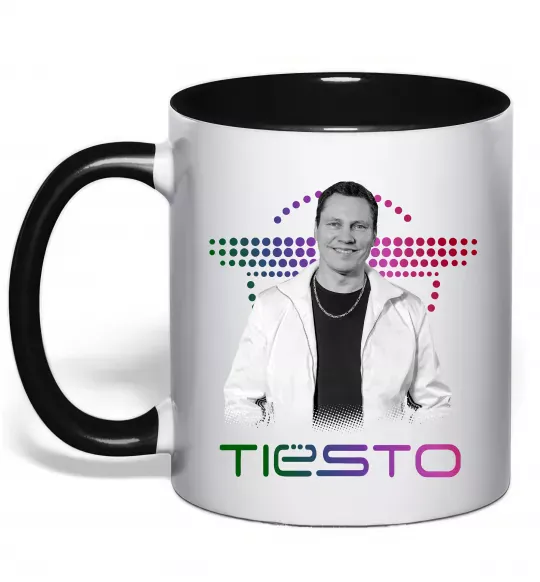 Чашка з кольоровою ручкою DJ Tiesto Чорний фото