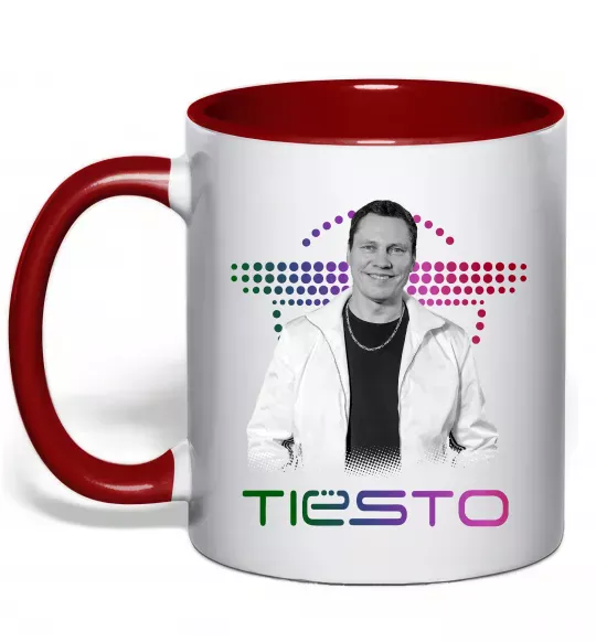 Чашка з кольоровою ручкою DJ Tiesto Червоний фото
