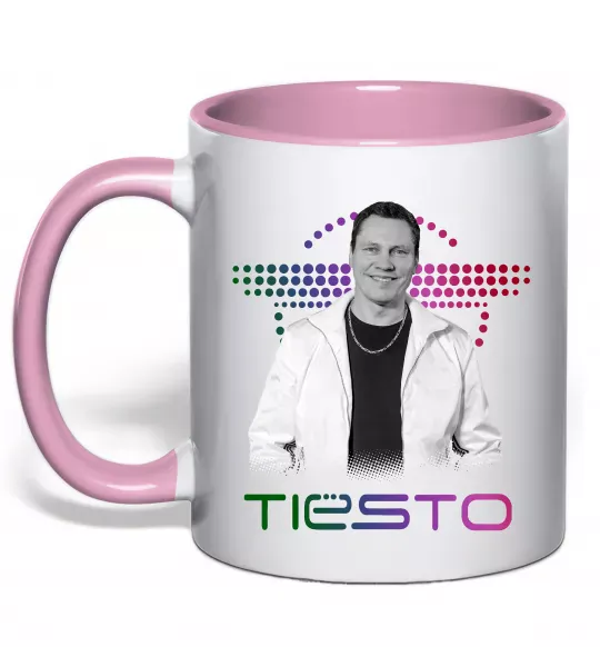 Чашка з кольоровою ручкою DJ Tiesto Ніжно рожевий фото