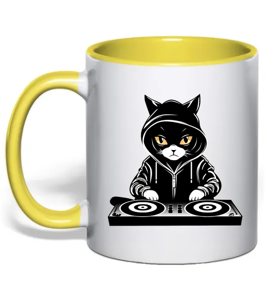 Чашка з кольоровою ручкою DJ CAT Лимонний фото