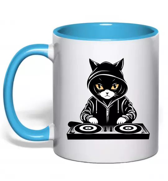 Чашка с цветной ручкой DJ CAT Голубой фото