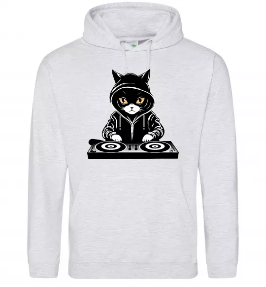 Женская толстовка (худи) DJ CAT Серый меланж фото