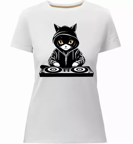 Женская премиум футболка DJ CAT Белый фото
