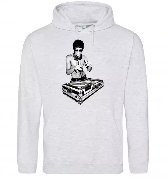 Женская толстовка (худи) DJ Bruce Lee Серый меланж фото