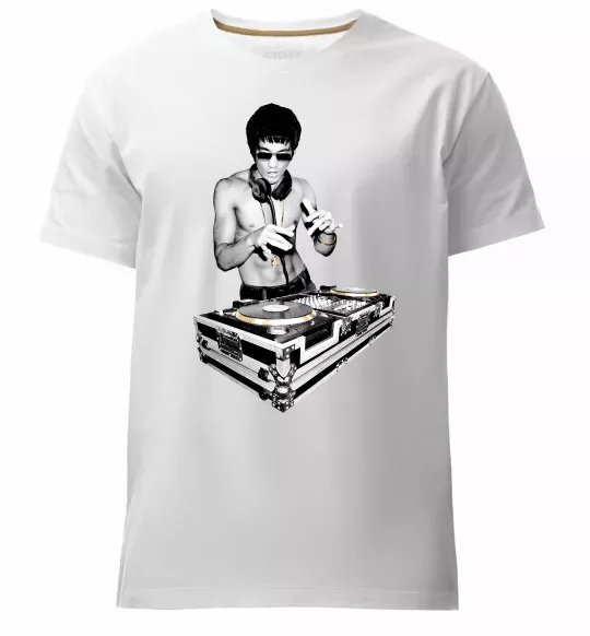 Мужская премиум футболка DJ Bruce Lee Белый фото