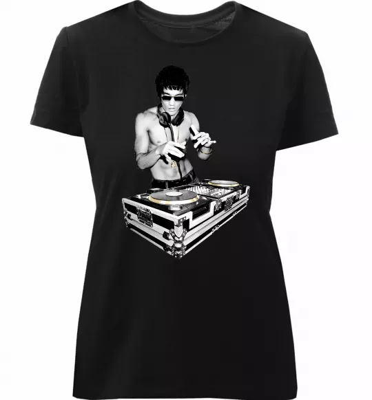 Женская премиум футболка DJ Bruce Lee Черный фото
