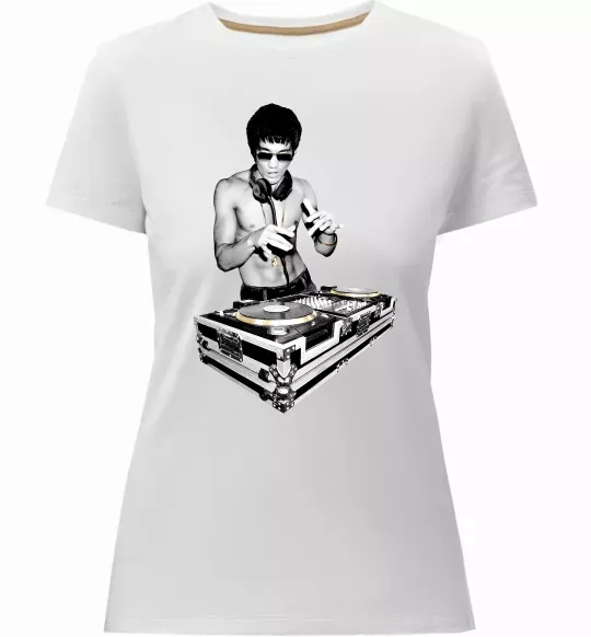 Женская премиум футболка DJ Bruce Lee Белый фото