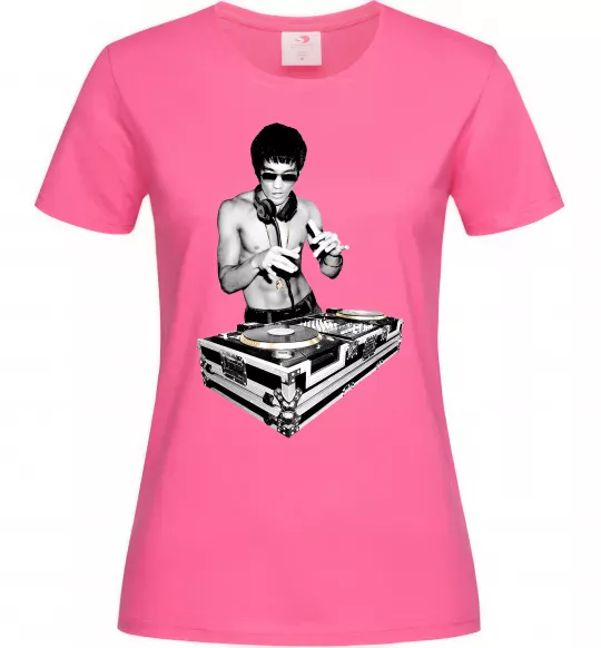Жіноча футболка DJ Bruce Lee Яскраво-рожевий фото