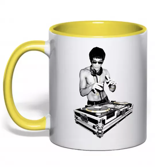 Чашка з кольоровою ручкою DJ Bruce Lee Сонячно жовтий фото