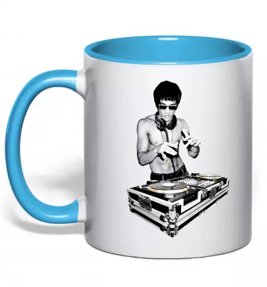 Чашка з кольоровою ручкою DJ Bruce Lee Блакитний фото