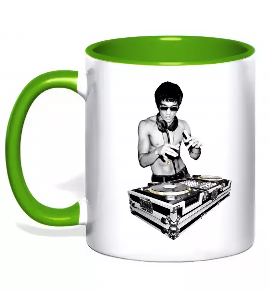 Чашка з кольоровою ручкою DJ Bruce Lee Зелений фото