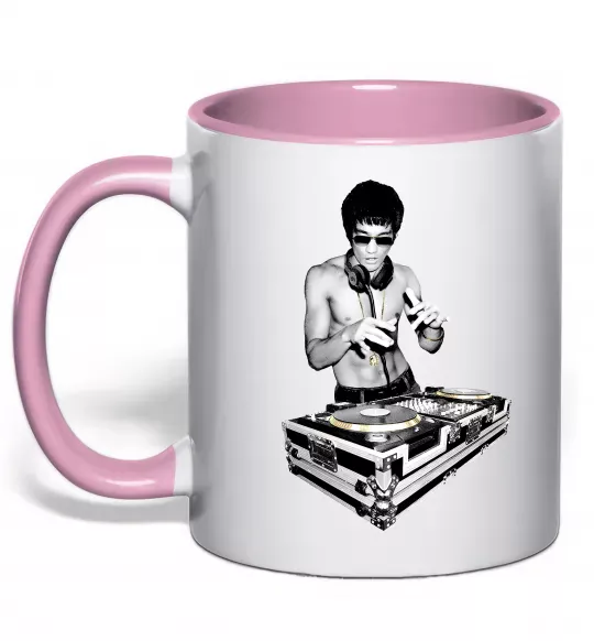 Чашка з кольоровою ручкою DJ Bruce Lee Ніжно рожевий фото