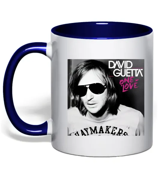 Чашка с цветной ручкой David Guetta One love Глубокий темно-синий фото