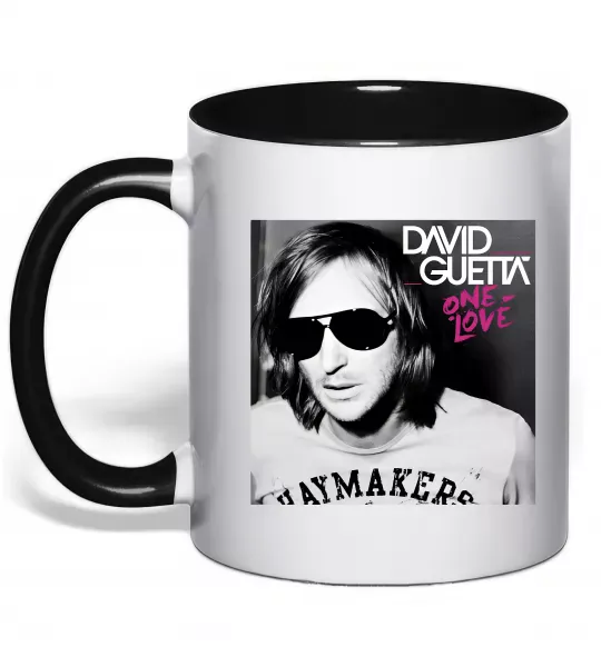 Чашка с цветной ручкой David Guetta One love Черный фото