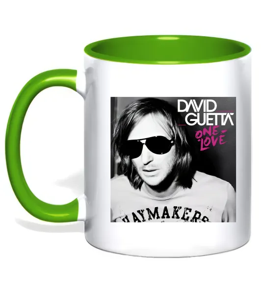 Чашка с цветной ручкой David Guetta One love Лаймовый фото
