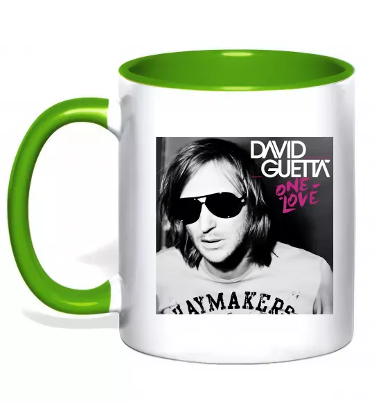 Чашка с цветной ручкой David Guetta One love Зеленый фото