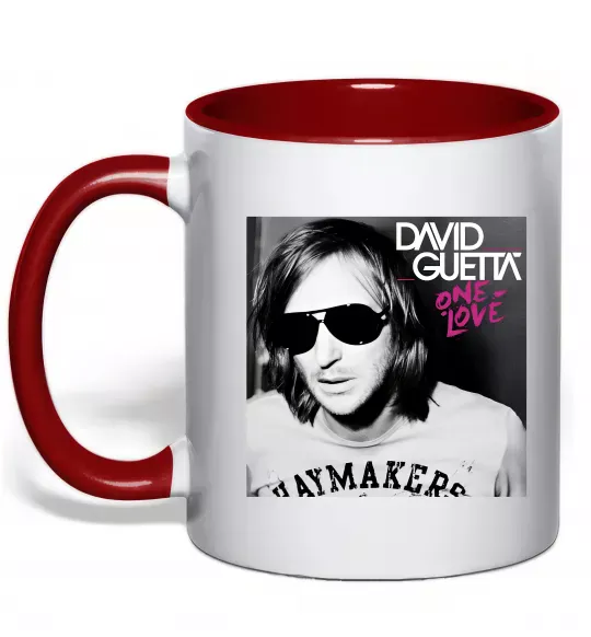 Чашка с цветной ручкой David Guetta One love Красный фото