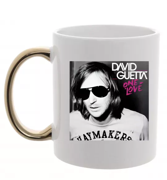 Чашка с цветной ручкой David Guetta One love Золото фото