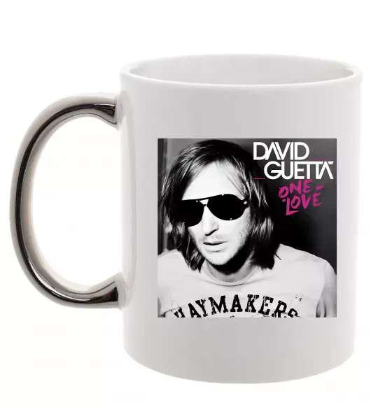Чашка с цветной ручкой David Guetta One love Серебро фото