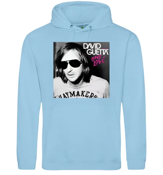 Женская толстовка (худи) David Guetta One love Голубой фото