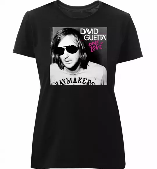 Жіноча преміум футболка David Guetta One love Чорний фото