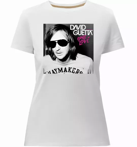Жіноча преміум футболка David Guetta One love Білий фото