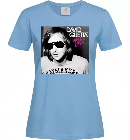 Женская футболка David Guetta One love Голубой фото