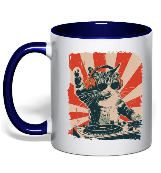 Чашка с цветной ручкой Cat DJ Глубокий темно-синий фото