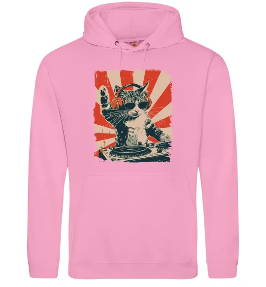 Мужская толстовка (худи) Cat DJ Розовый фото