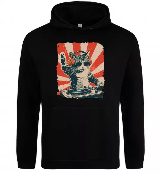 Женская толстовка (худи) Cat DJ Черный фото