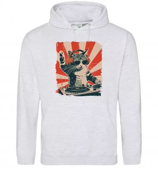 Женская толстовка (худи) Cat DJ Серый меланж фото
