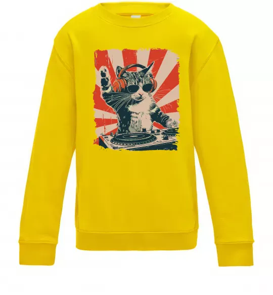 Детский Свитшот Cat DJ Солнечно желтый фото