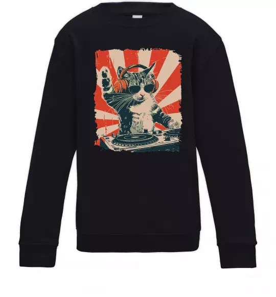 Детский Свитшот Cat DJ Черный фото