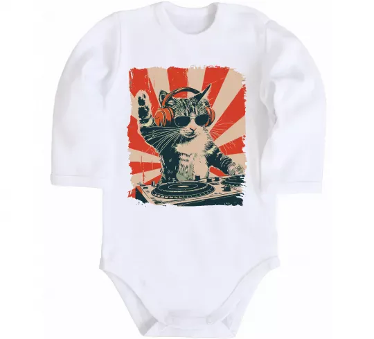 Детский боди Cat DJ Белый фото