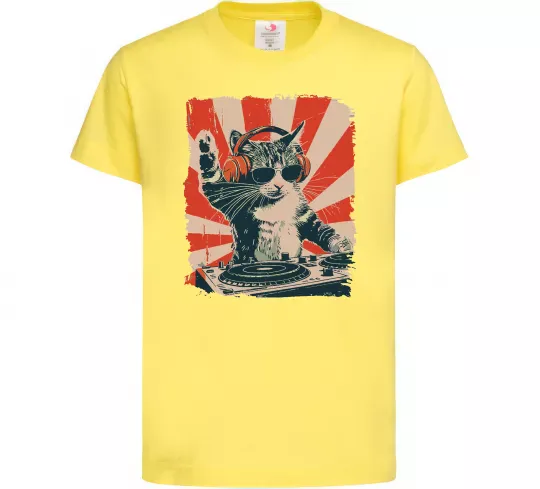 Детская футболка Cat DJ Лимонный фото