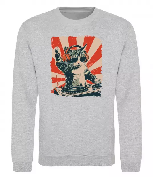 Свитшот Cat DJ Серый меланж фото