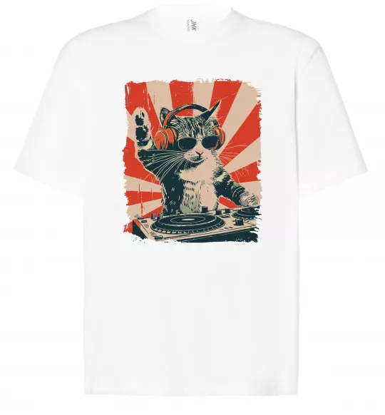 Футболка Оверсайз Cat DJ Белый фото
