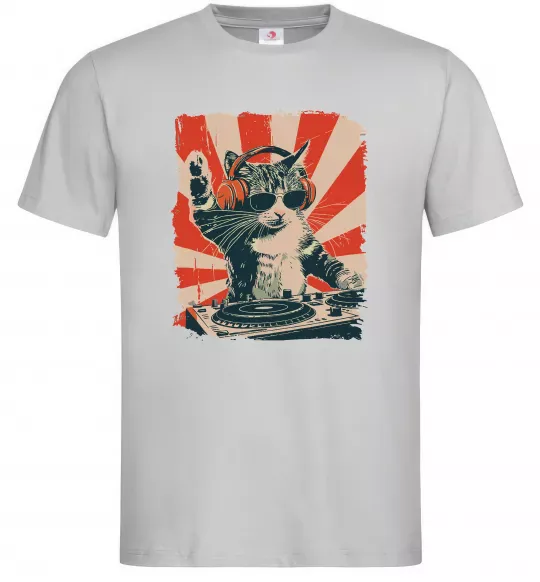 Мужская футболка Cat DJ Серый фото