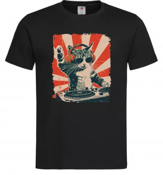 Мужская футболка Cat DJ Черный фото