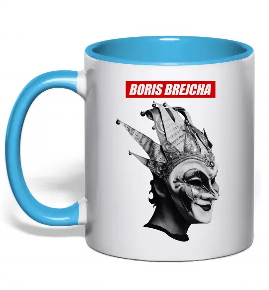 Чашка з кольоровою ручкою Boris Brejcha Блакитний фото