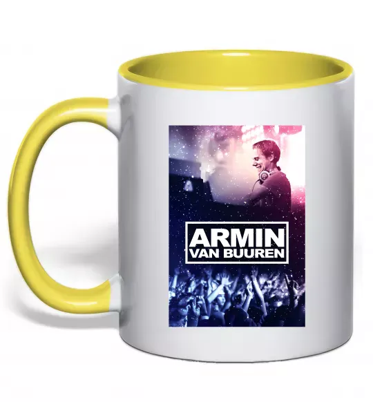 Чашка с цветной ручкой DJ Armin van Buuren Солнечно желтый фото