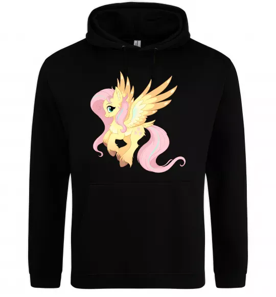 Мужская толстовка (худи) Флаттершай Черный фото