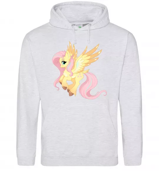 Мужская толстовка (худи) Флаттершай Серый меланж фото