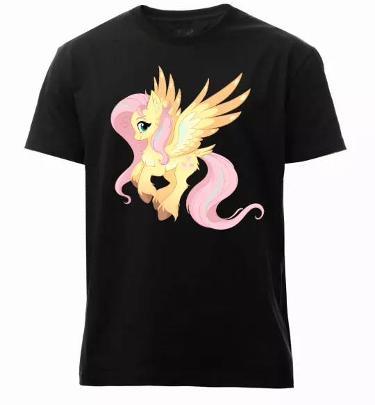 Мужская премиум футболка Флаттершай Черный фото