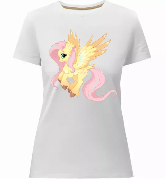 Женская премиум футболка Флаттершай Белый фото