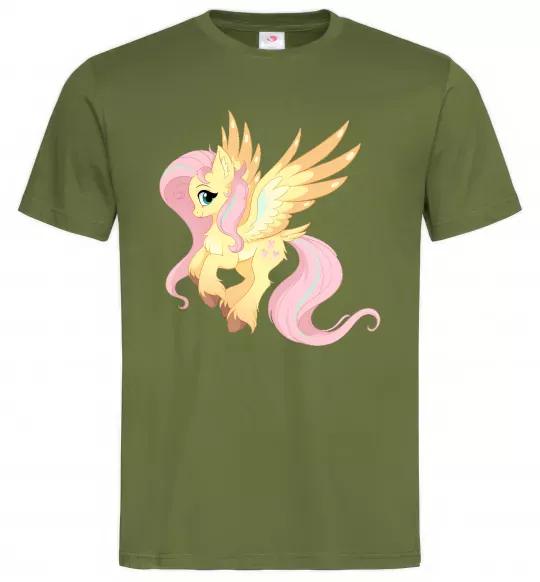 Мужская футболка Флаттершай Оливковый фото