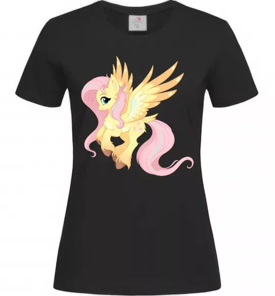 Женская футболка Флаттершай Черный фото